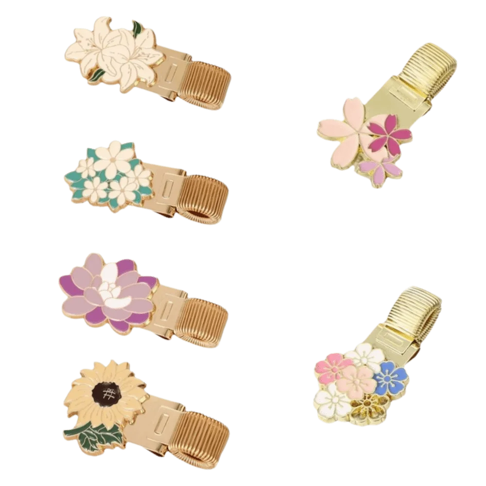 Portable Metal Metal Pen Holder Flower Retro Paper Fix Clips Notebook Clip School