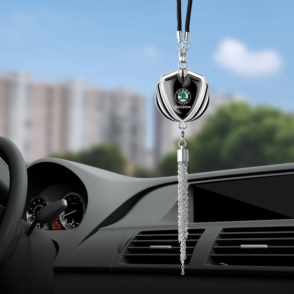 Car Styling Metal Badge Emblem Auto Rearview Mirror Hanging Pendant For Skoda Octavia Mk3 Fabia 2 Superb 3u 2 Kamiq Kodiaq VRS