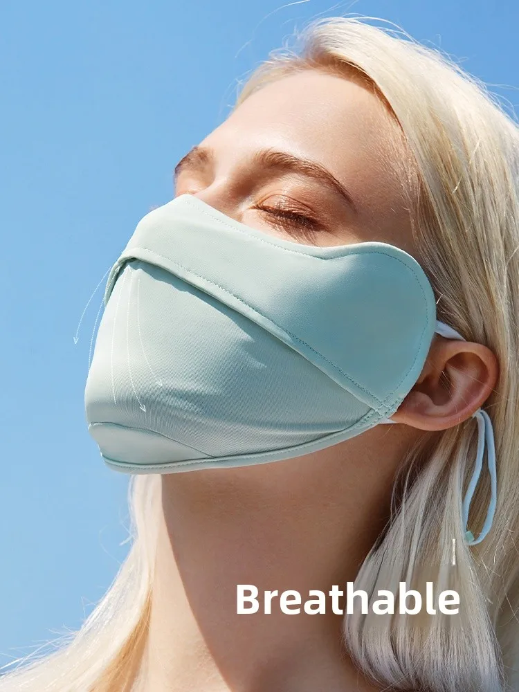

Banana Leaf Women's Ice Silk Sunscreen Mask 3D Stereo Dustproof Breathable Face Shield Ultrafine Fiber Adult Protective Gear