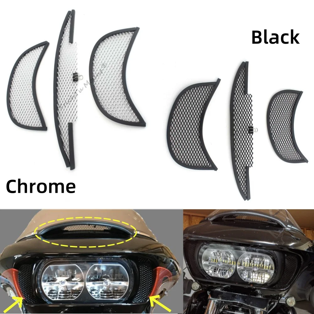 

Motorcycle Fairing Top Center Grill Mesh Side Vent Screen Grill Cover For Harley Touring Road Glide FLTR FLTRX FLTRU FLTRK 2015+