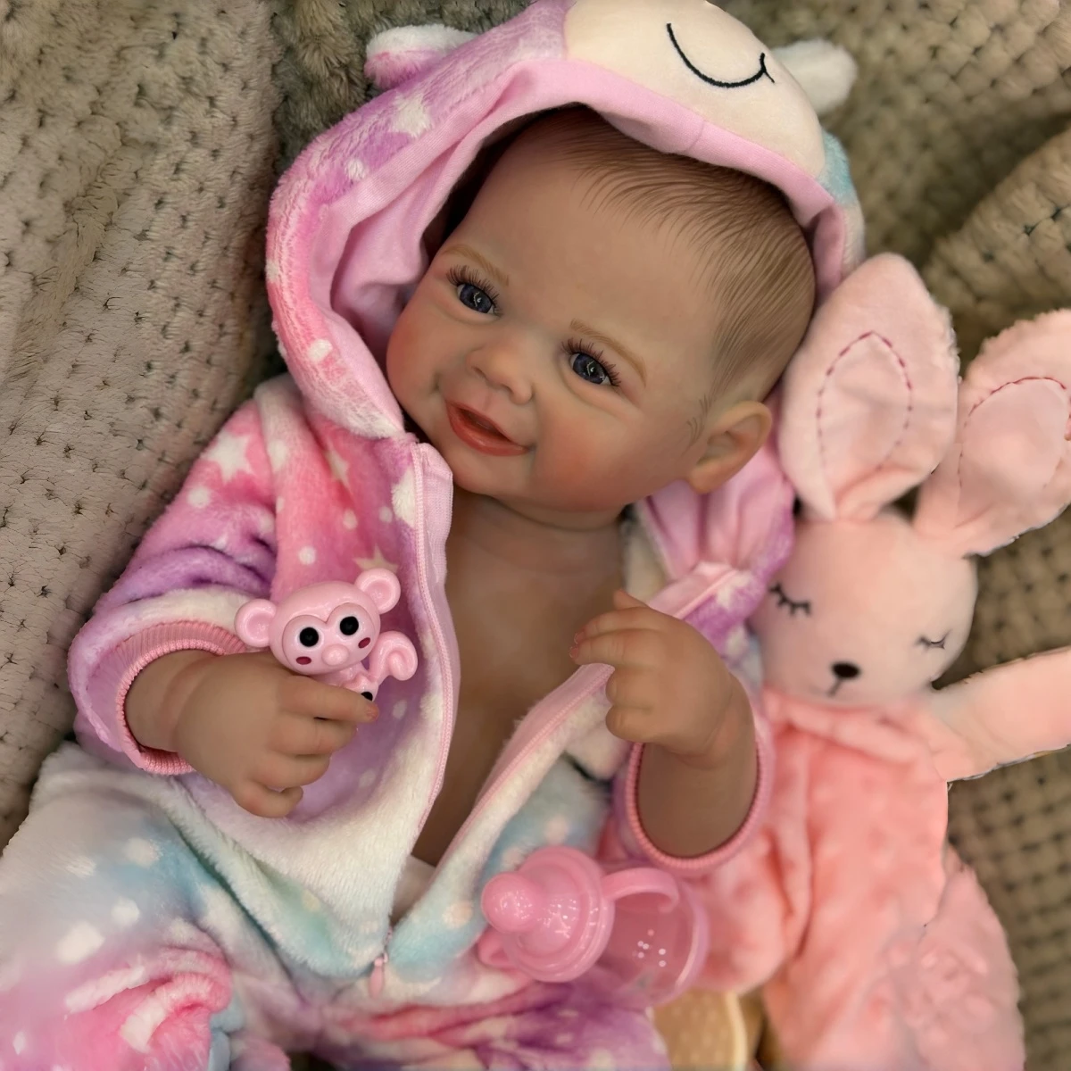 18-inch vinyl reborn doll, hand-painted hair & premium airbrushed painting, perfect for collection and gifting.