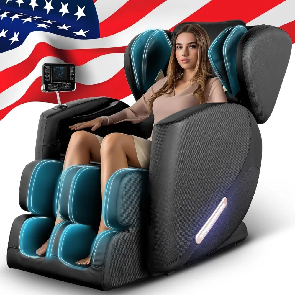 Full Body Massage Chair with Zero Gravity, Massage Chair Recliner with Heating, Airbags, Bluetooth Speaker, Foot Roller