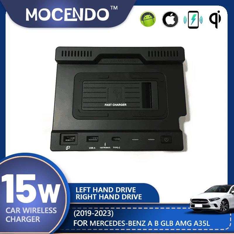 

15W Car Wireless Charging For Mercedes Benz A AMG GAL CLA GLB Interior Modification Accessories Fast Phone Charger Plate Pad