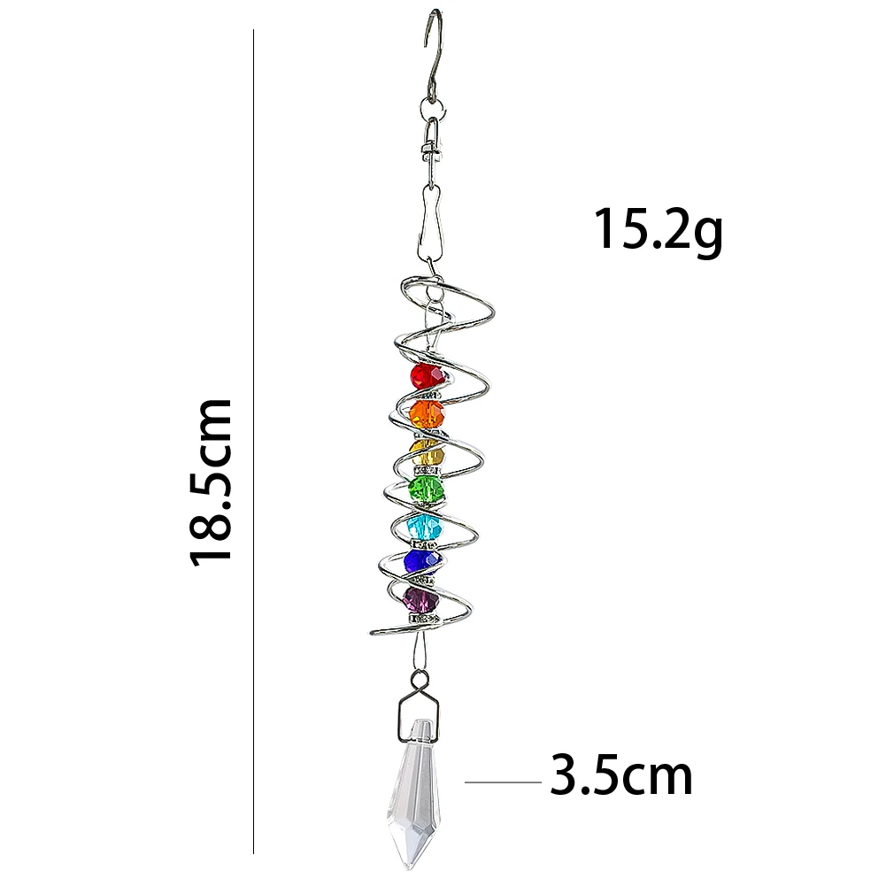 Spiral Tail Wind Spinner Stabilizer Sun Catcher Crystal Ball Rainbow Maker Chakra Bead Chain Wind Chimes Garden Hanging Decor