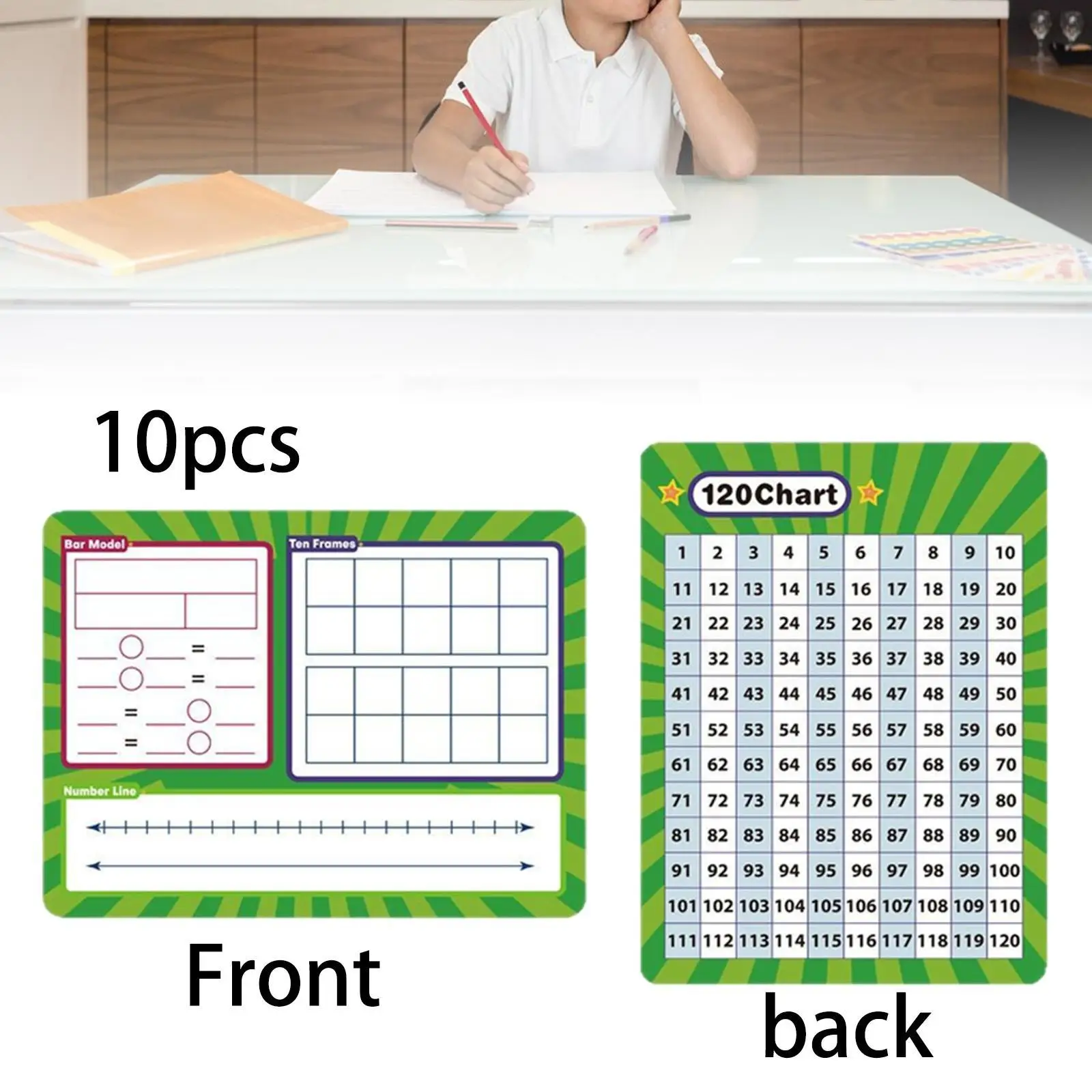 10 pz Cancellabile A Secco Numero Linea Bordo Numero di Carta Bond Giocattoli Per L'educazione Precoce 120 Numero Grafico Regalo Strumento di Insegnamento Della Matematica per la Scuola Materna
