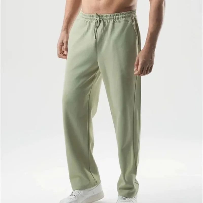 

American Heavy Sickle Straight Sweatpants Men's Solid Color Knitted Sports Casual Trousers Men's Loose