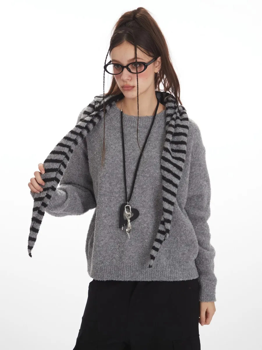 

Съемный лоскутный трикотаж с капюшоном, трендовая зимняя одежда для женщин и девочек, элегантные женские свитера, топы с длинными рукавами, уличная одежда