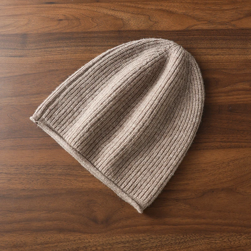 여성용 100% 순수 캐시미어 리브 니트 비니 겨울 따뜻하고 부드러운 스타일리시 다용도 가벼운 탄력성 있는 추운 날씨 액세서리