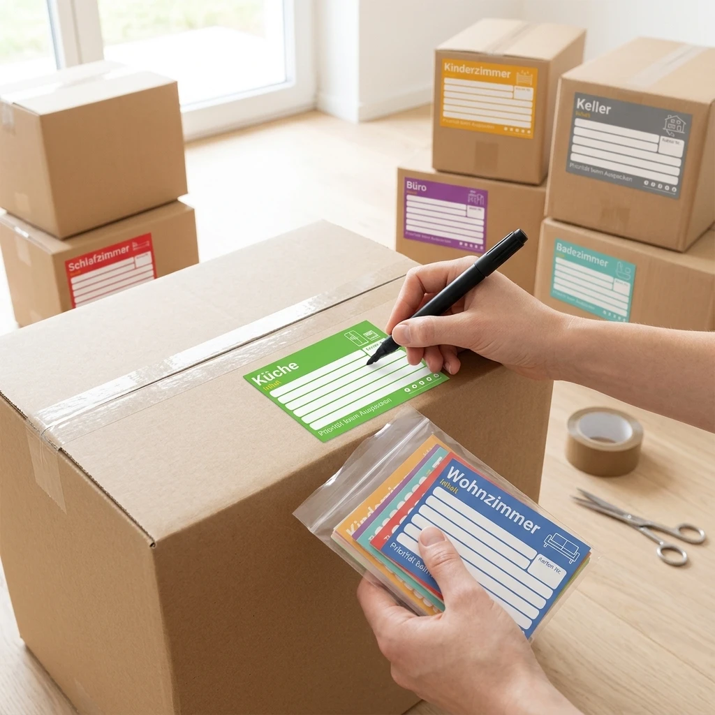 

80Pcs Colored Label Markers for Moving Boxes with Waterproof Ink and Non-Slip Design for Cardboard Plastic