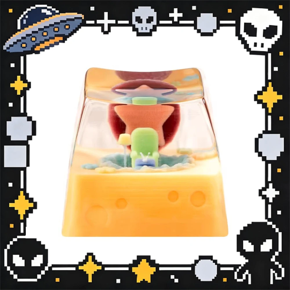 

KEYMOJI Pineapple House Fort Beach Theme PC Resin Keycaps Transparent Personality Keyboard Keycaps For PC Accessories Gifts