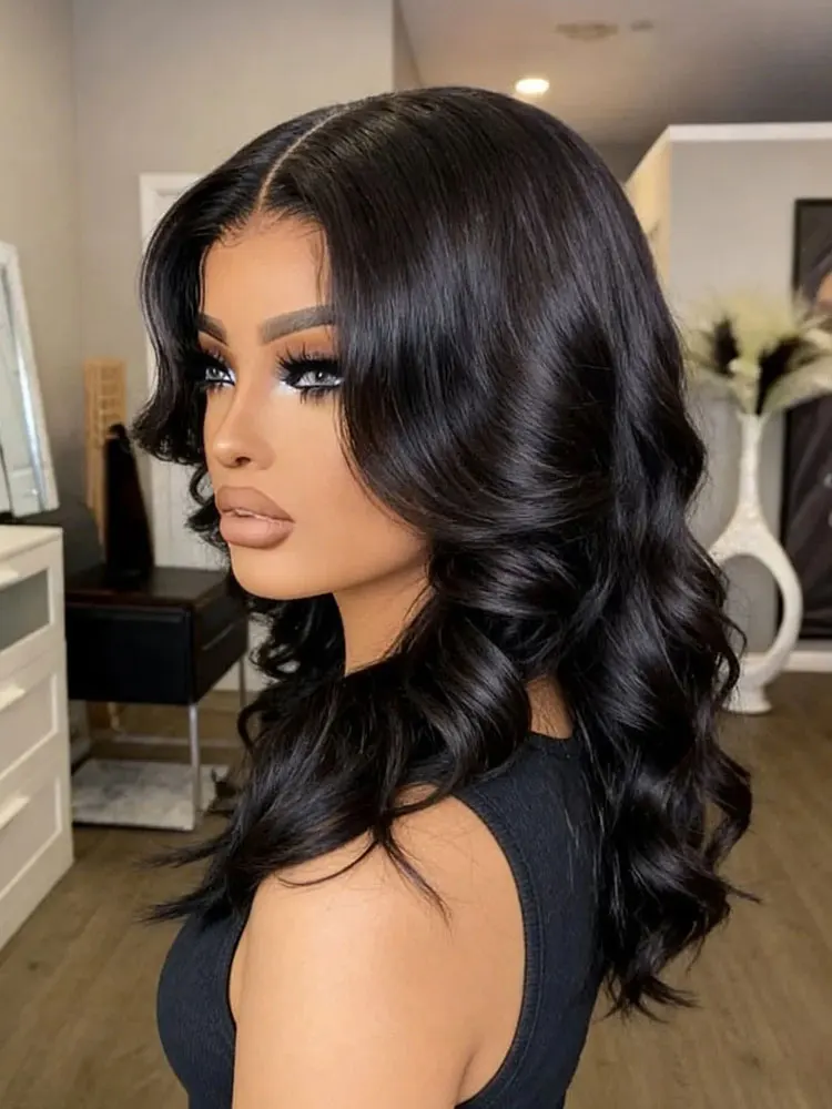 Body Wave 13X4 HD Transparente Lace-Front-Perücken aus Echthaar, transparente Spitzenperücken für Frauen, natürliches schwarzes Haar, 250 Dichte