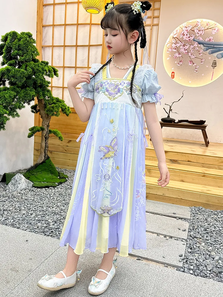 Hanfu-vestido Tang superinmortal para niñas, Falda larga de estilo antiguo, vestido de tesoro, 2024