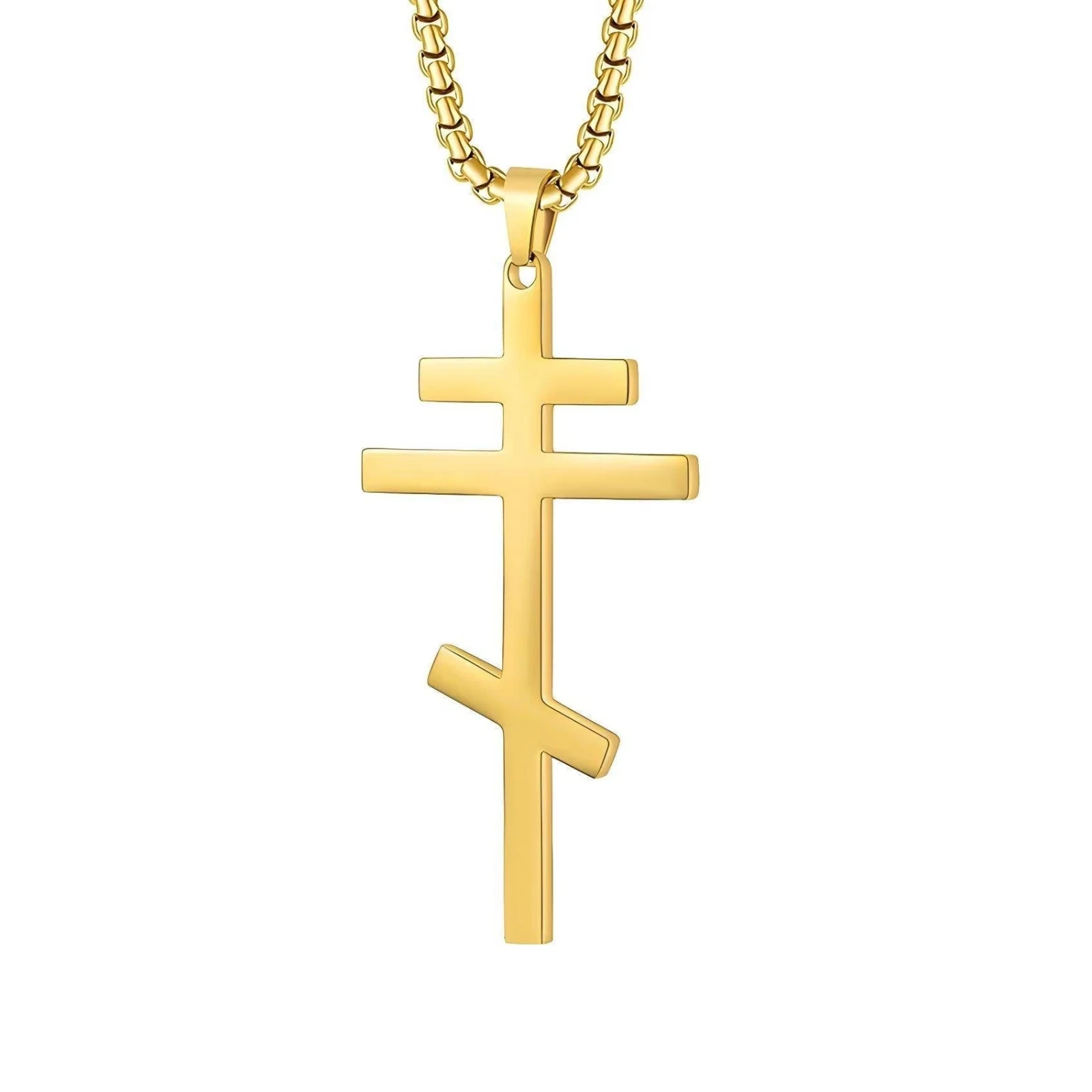 Edelstahl Orthodoxes Kreuz Anhänger Halskette Religiöser Glaubensschmuck Geschenk für Männer und Frauen – Detail 2