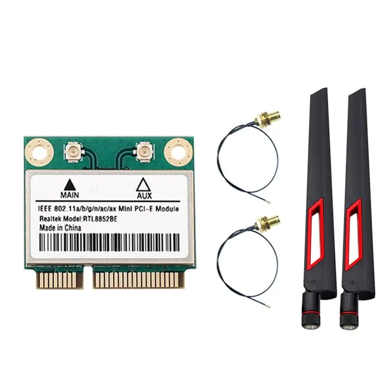 Exquisite-RTL8852BE Wifi 6 Dual Band 2.4G/5Ghz Network Card 10DBI Antenna BT 5.2 Mini PCI-E 1800Mbps Adapter For Win Windows 10
