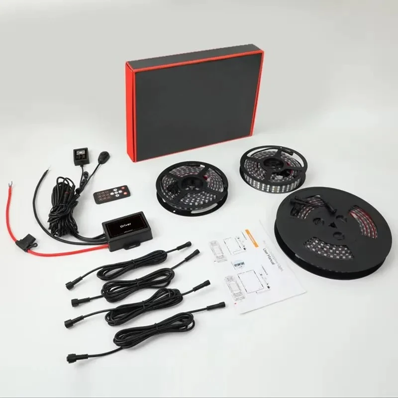 New Arrival Triple Row Under Glow IP68 Waterproof Flowing RGBIC Underbody LED Car Chasing 3 Row Underglow Light Kit for Cars