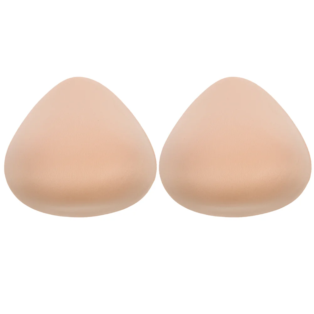 2 Pcs Women's Bras Triangular Sponge Prosthetic Breast Accessories Breathable Inserts Pads Khaki Padding