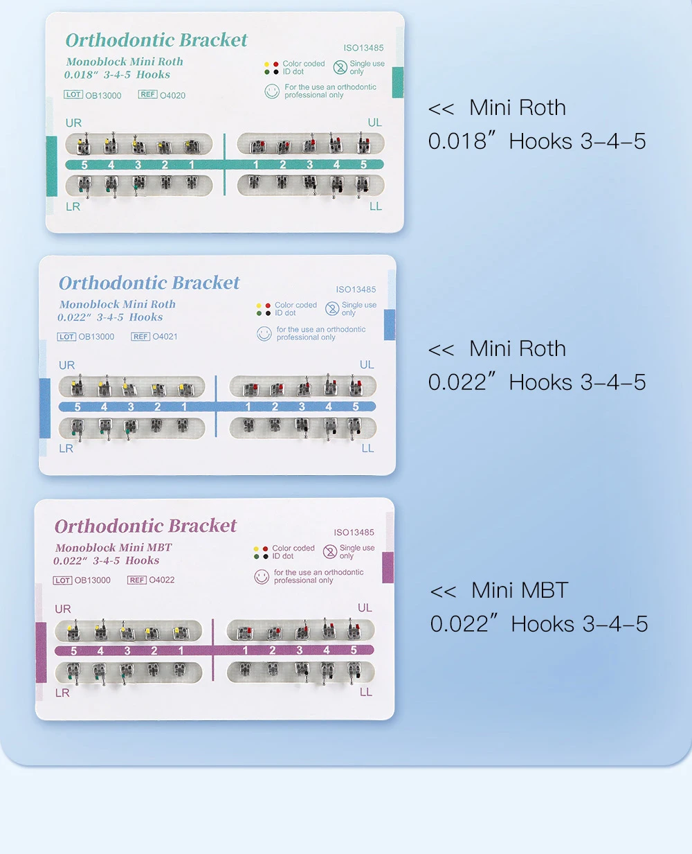 10 Packungen AZDENT Dental Brackets Kieferorthopädische Klammer MIM Monoblock Metall Mini Roth MBT Slot 0,022 0,018 Haken 3-4-5 – Detail 7