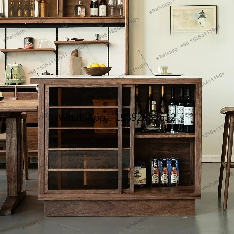 FF North American Black Walnut Island Table Integrated Restaurant Bar Side Cabinet Multifunctional Tea Cabinet