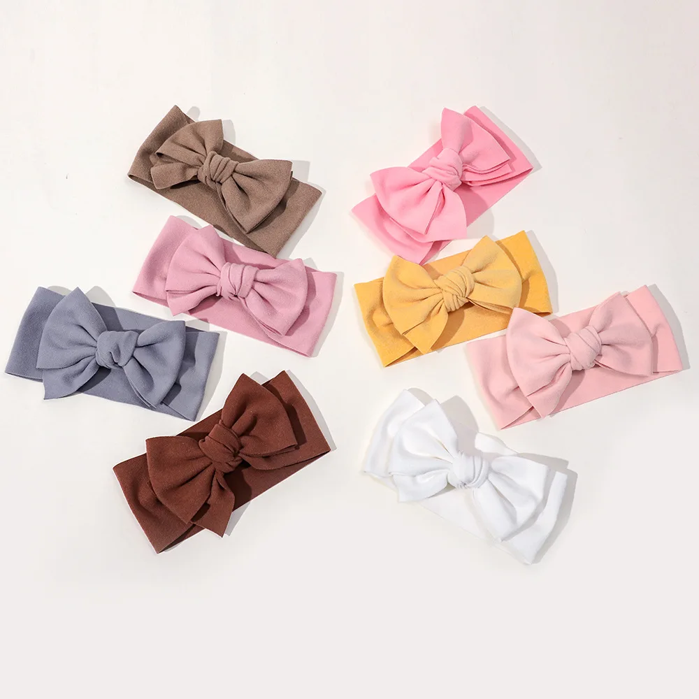 Velvet Knot Newborn Camel Headband Baby Girl Bowknot Turban Hair Accessories Twist Bow Headwrap Children Solid Headwear Hairband