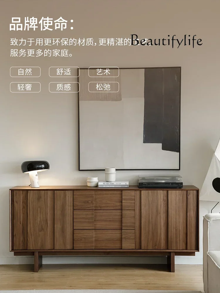

Q A Medieval Black Walnut Retro Dining Side Cabinet Storage Living Room Storage Floor Against The Wall Simple Household
