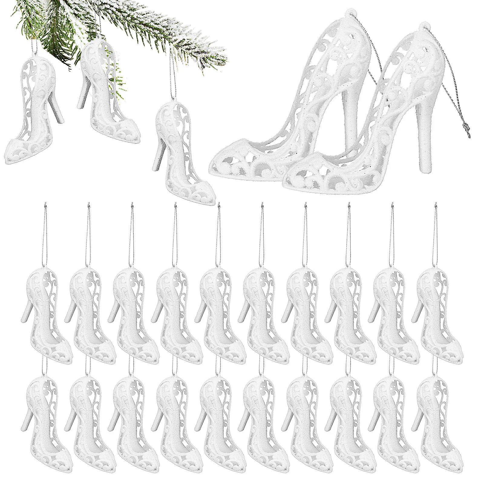 

24 Pcs Accessories Holiday Party Decoration Small Pendant Cute Cartoon 24pcs (high Heels Style) Xmas Trees Foam