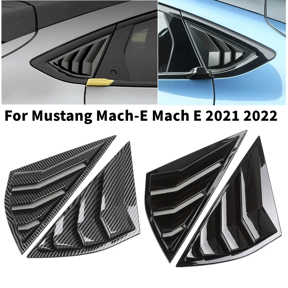 2PCS For Mustang Mach-E Mach E 2021-2022 Car Rear Window Quarter Louver Cover Side Vent Shutter Trim Scoop ABS Accessories