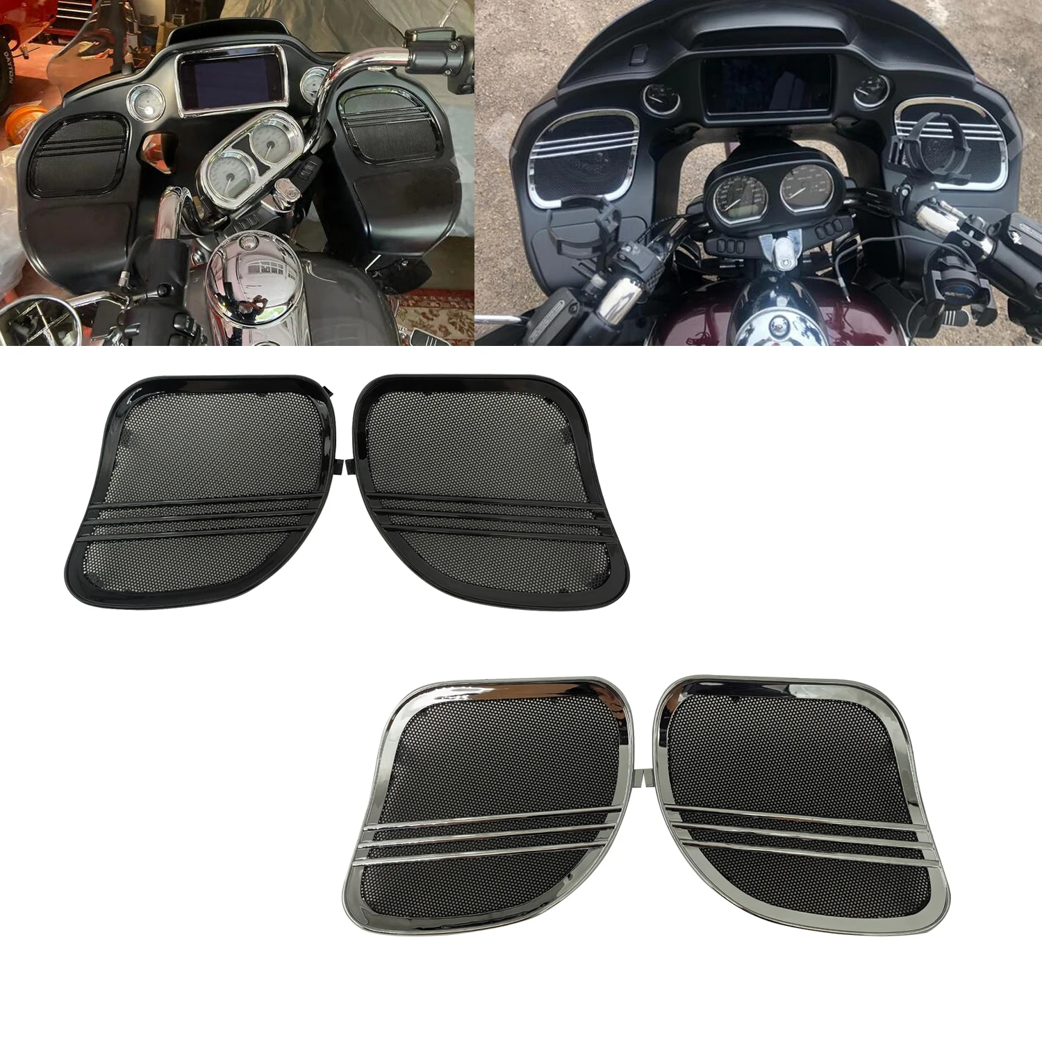 Front Tri-Line Speaker Grills Cover Trim Fit For Harley Road Glide FLTRX FLTRK FLTRXS 2015-2023