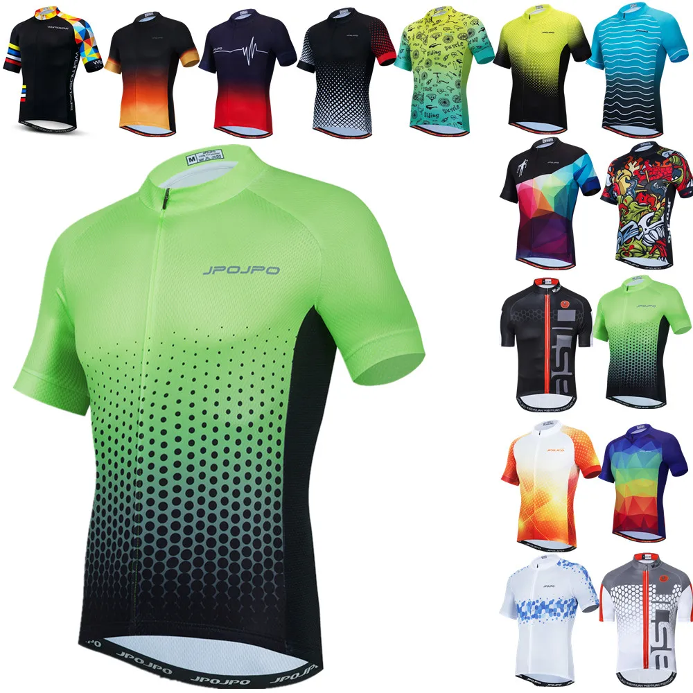 Cycling Jersey Men Bike Top MTB Bicycle Shirt Mountain Road Riding Clothing Short Sleeve Summer Cyclist biking Clothes Green