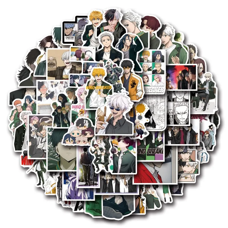 55 個コミックウインドブレーカー漫画落書きステッカーデカールスーツケースラップトップコンピュータギター装飾 DIY キッズクラシックおもちゃ