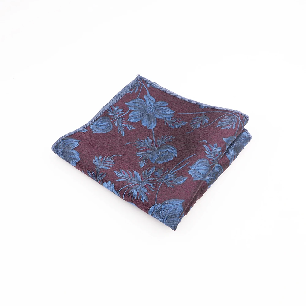 Novelty Floral Pattern Polyester Hankerchief  Wedding Suit Hankies Casual Mens Pocket Square Solid Handkerchief For Wedding Gift