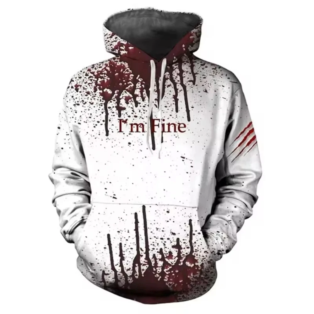 Autumn Funny Fake Blood 3D Print Hoodies Men Women Fashion Casual Sweatshirts Oversized Hoodie Pullovers Tracksuit Clothing