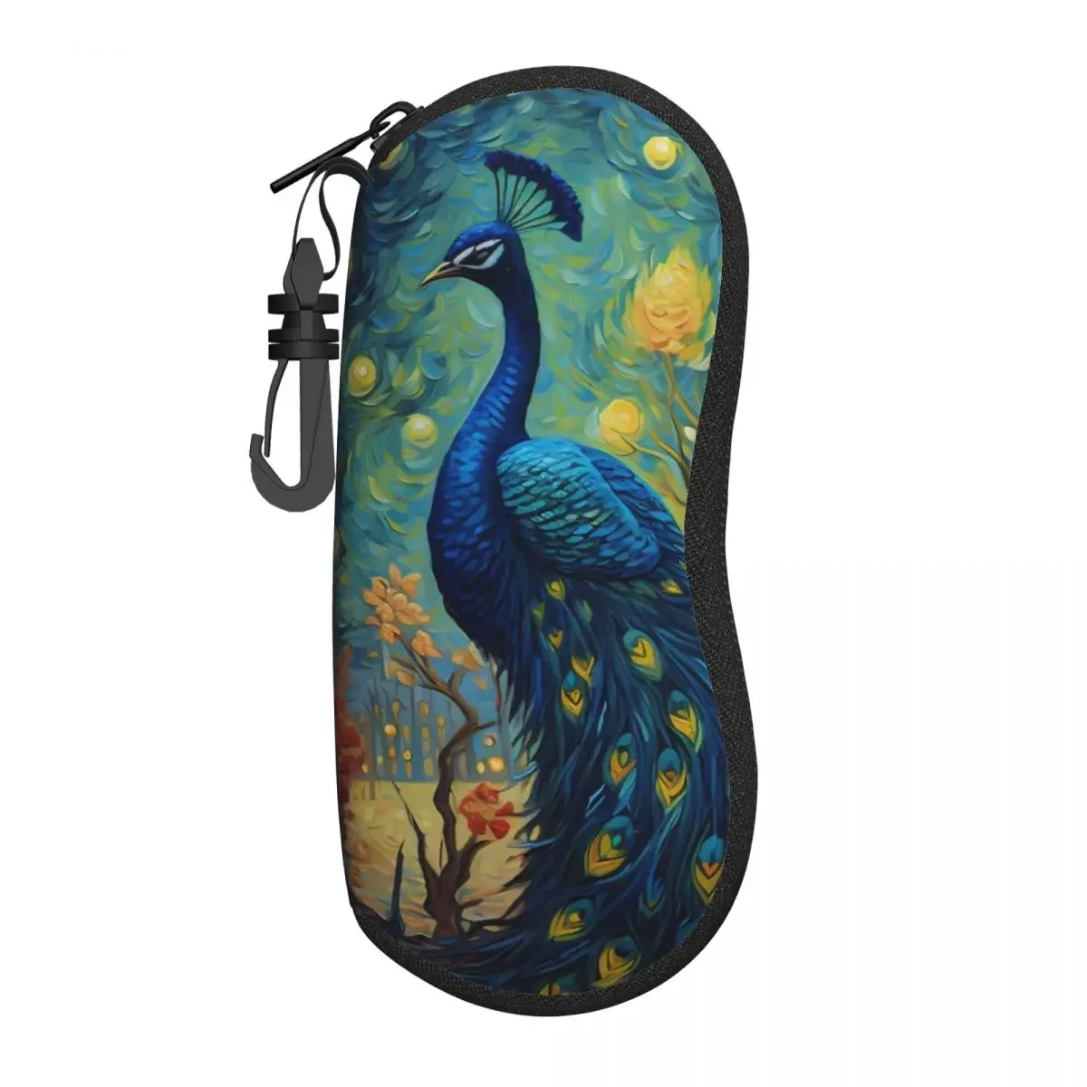 Fantasy Peacock Glasses Case The Starry Night Sunglasses Pouch Travel Vintage Eyewear Box Zip Men Women Eyeglass Protector