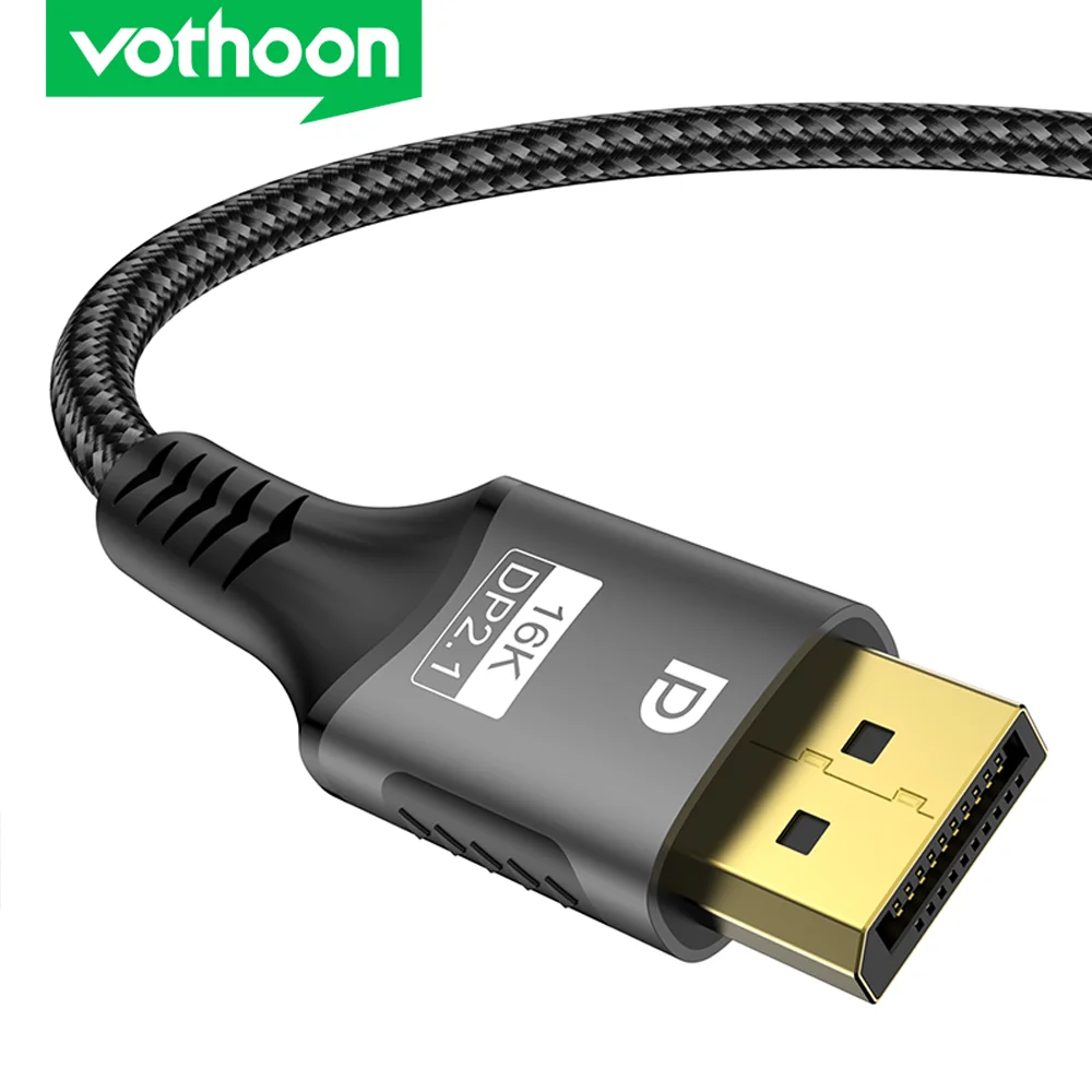 Vothoon Displayport 2.1 Cable 16K DP Cable 8K 120Hz 4K 240Hz Ultra HD Video Audio Cable for Laptop TV Xbox Projector Monitor