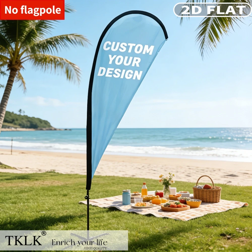 

2D FLAT 1pc Flag Only Custom Water Drop Flag, Single-Sided Printing with Personalized Design, Multiple Sizes, Durable Polyester