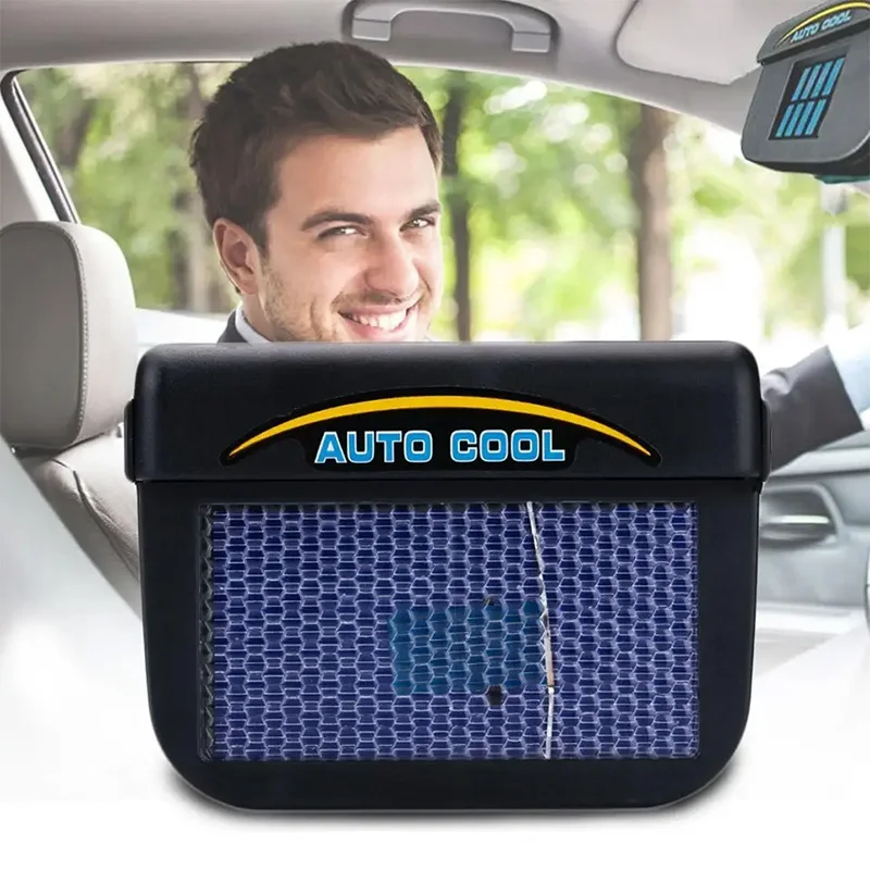 Solar-powered car cooling fan - mini ceiling fan, with window panel ventilation system, radiator fan, fresh air intake