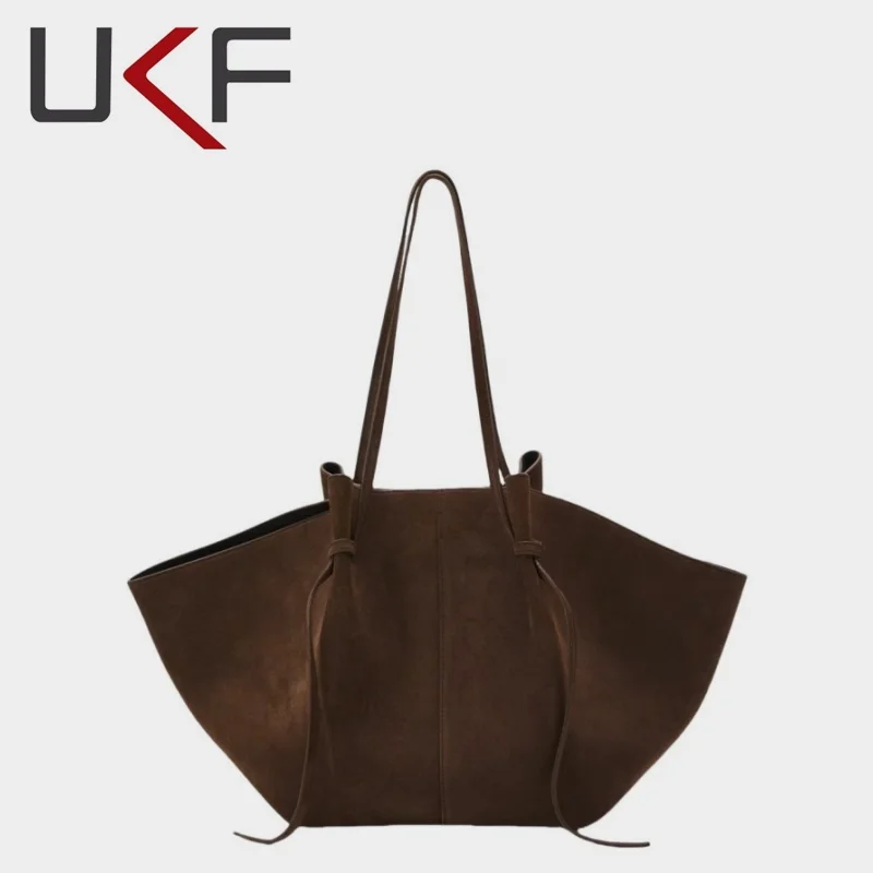 

UKF Autumn/Winter Suede Vintage Shoulder Bag Large Capacity Single Tote Handbag Luxury Trend Female Underarm Bag 2024 bolsas