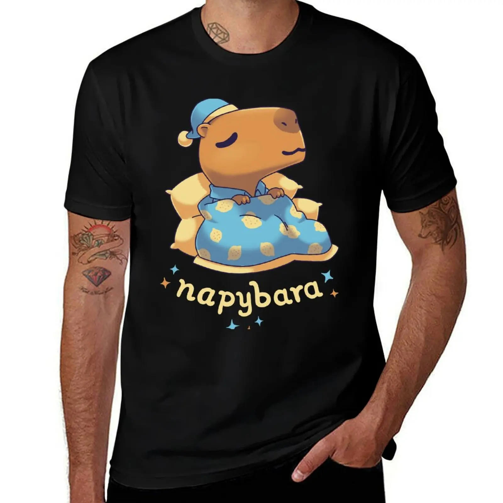 Napybara cute capybara nap T-Shirt Summer Casual Loose T-Shirt