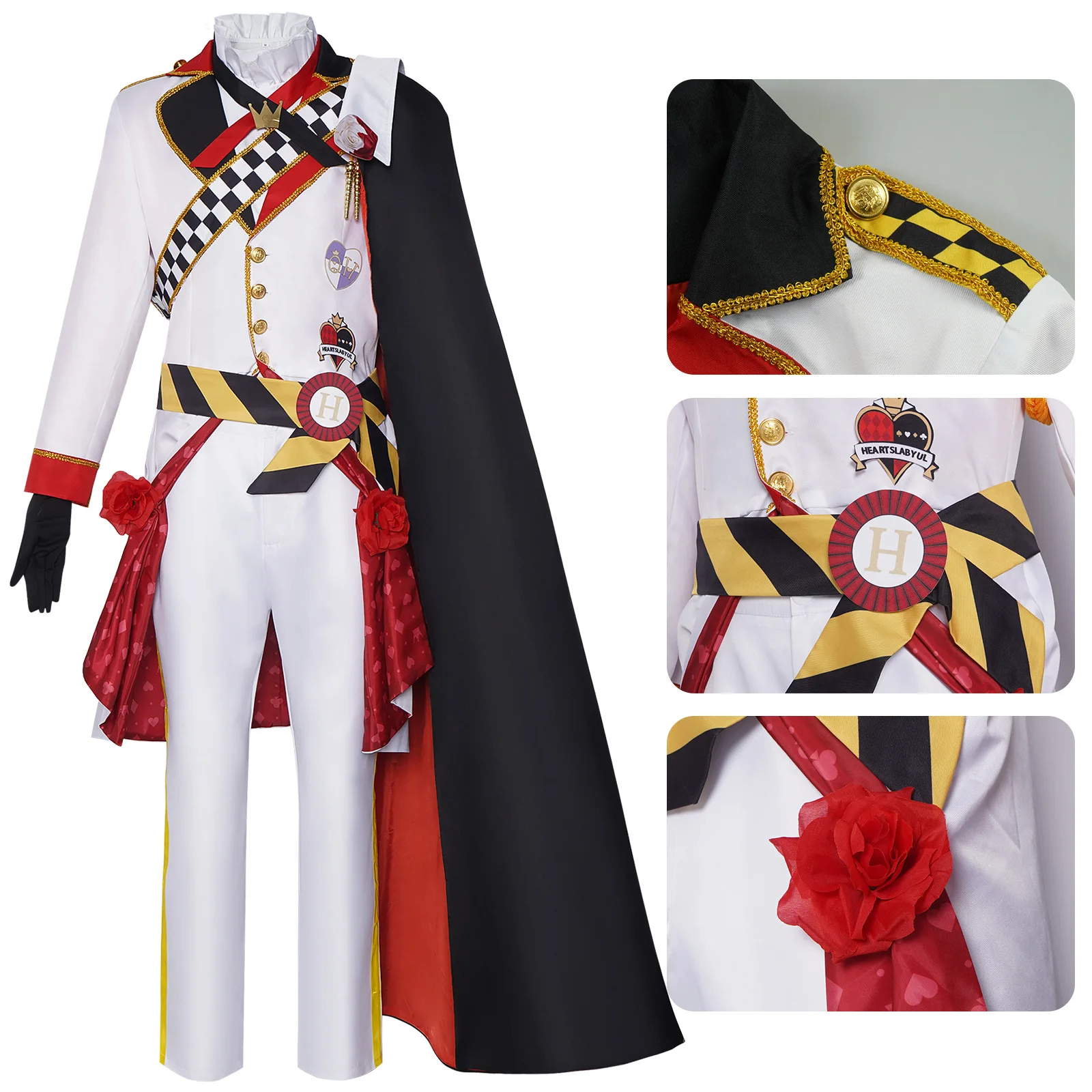 Twisted Wonderland Riddle Rosehearts Cosplay Costume Ace Trappola Heartslabyul Idol Outfit Party Uniform with Cape Full Set - view 5
