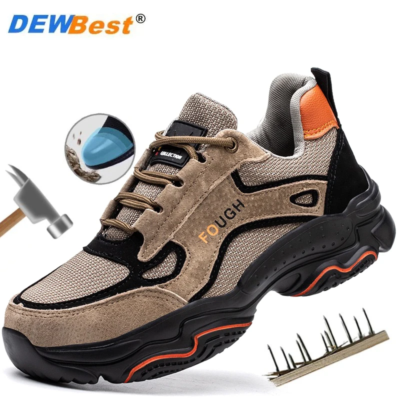 New breathable and comfortable all season safety shoes, anti smashing and anti piercing, men's steel toe soft work shoes