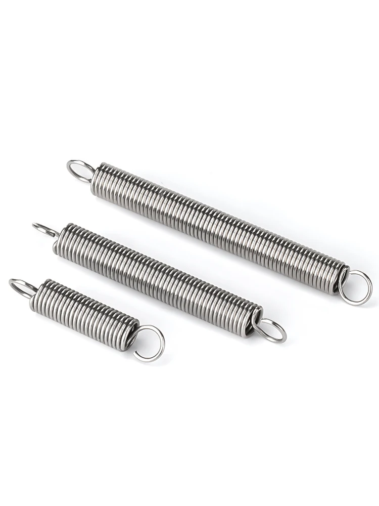 304 Stainless Steel O Hook Tension Cylindroid Helical Pullback Extension Tension Coil Spring Wire Diameter  1.2mm 1.5mm