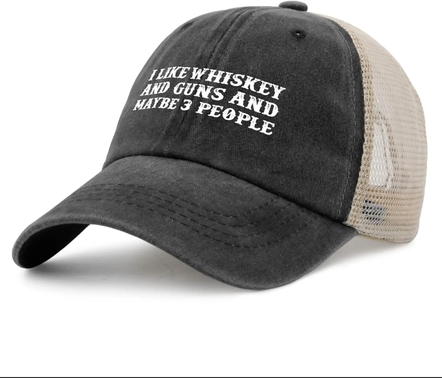 أنا أحب الويسكي والبنادق وربما 3 أشخاص قبعة سائق الشاحنة قبعة الرجال العصرية قبعة شبكية للصيف