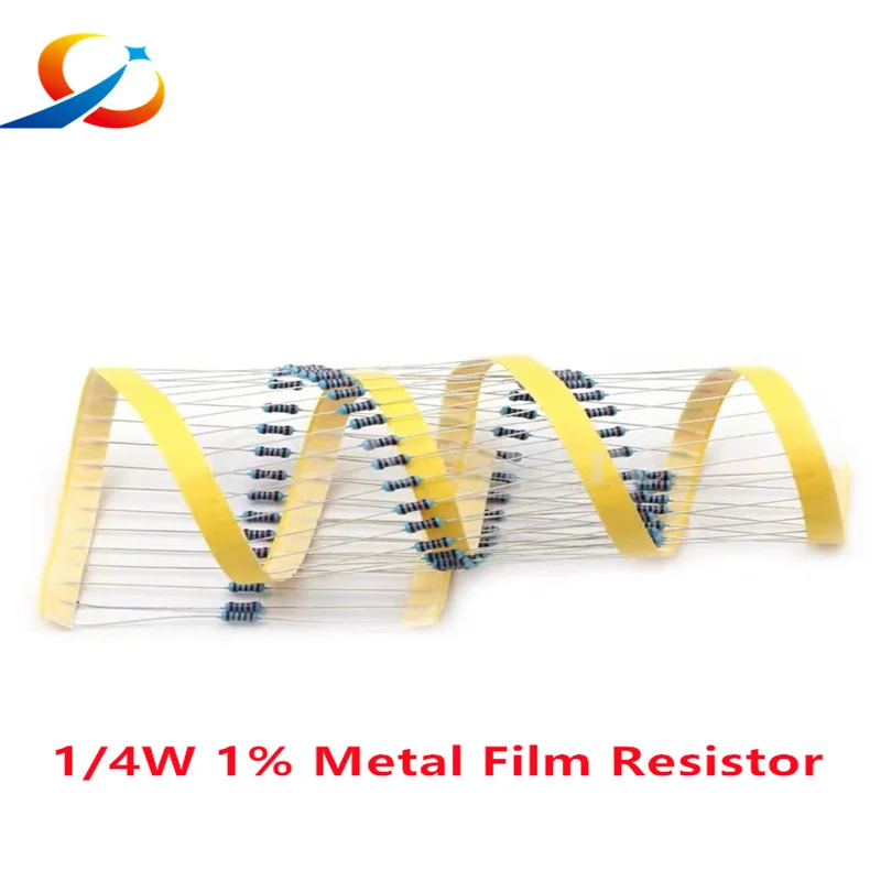 100PCS 1/4W 1% Metal Film Resistor 0.25W 0.1R 0.15 1.5 12 33 47 68 100 150 240 560R 1K 3.3K 8.2K 10K 100K 680K 1M 10M 22M ohms