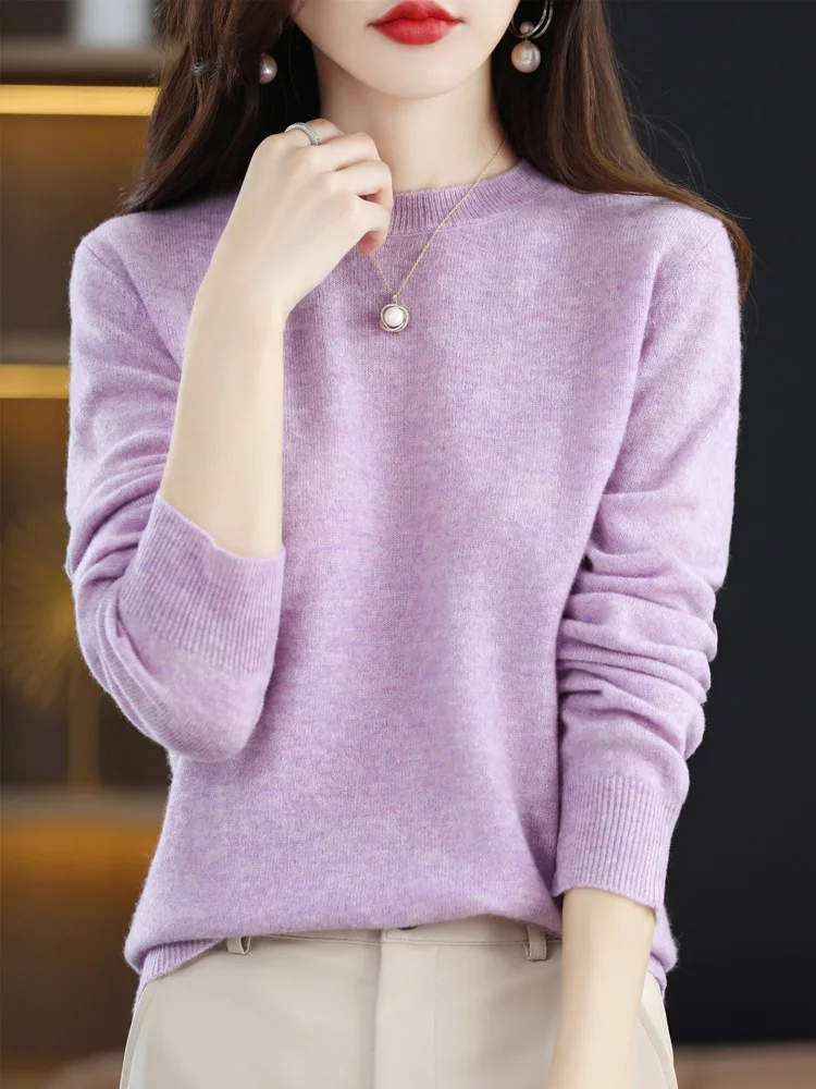 Women Cashmere Sweater 100% Merino Wool Pullover Autumn Winter O-Neck Jumper Basic Casual Knitwear Tops Solid Color Clothing