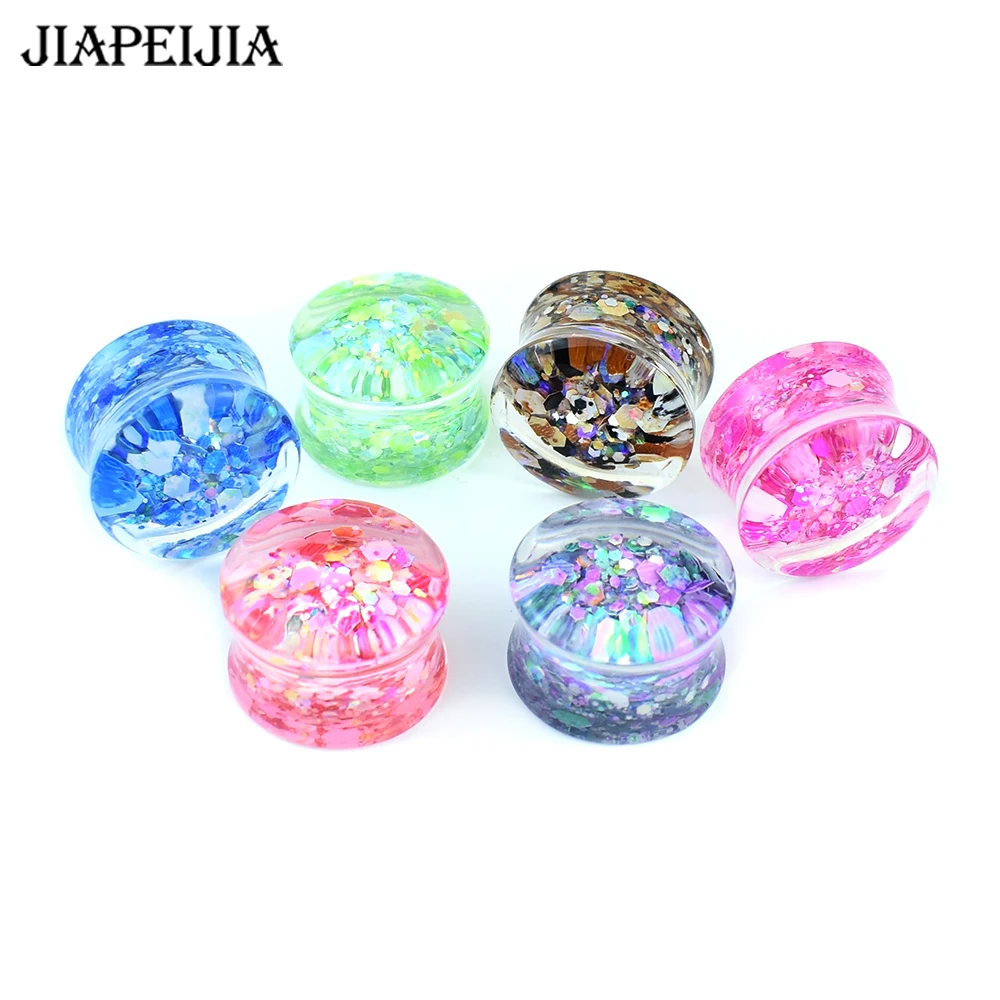 6-50mm Colorful Shining Ear Gauges Tunnels Plugs Ear Expander Stretching Body Piercing Jewelry