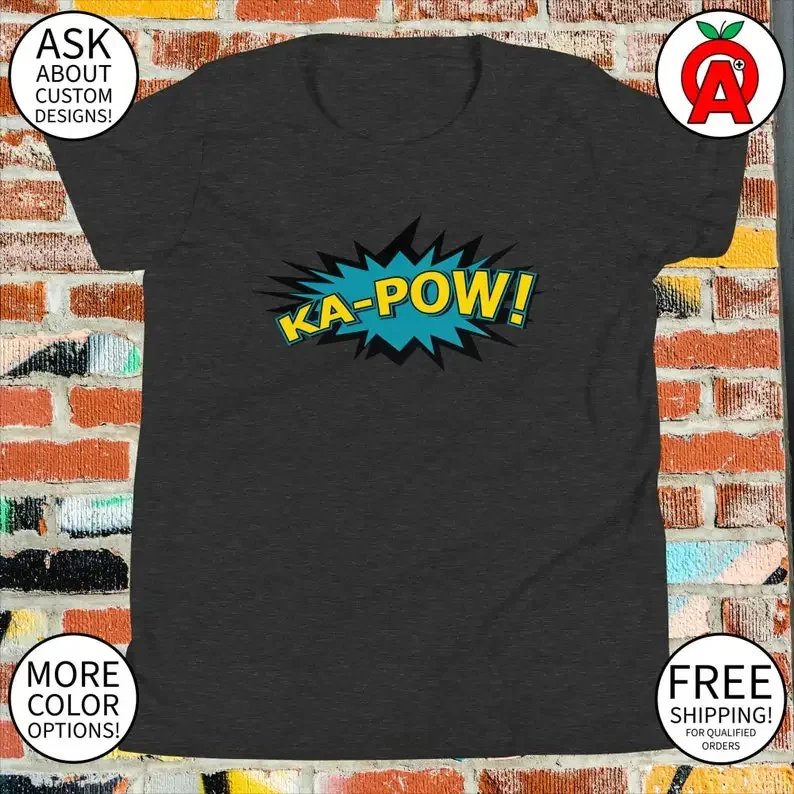 Ka-Pow Comic Book Style T-Shirt - Mens Womens Unisex Youth - Short Sleeve - Superhero Tee