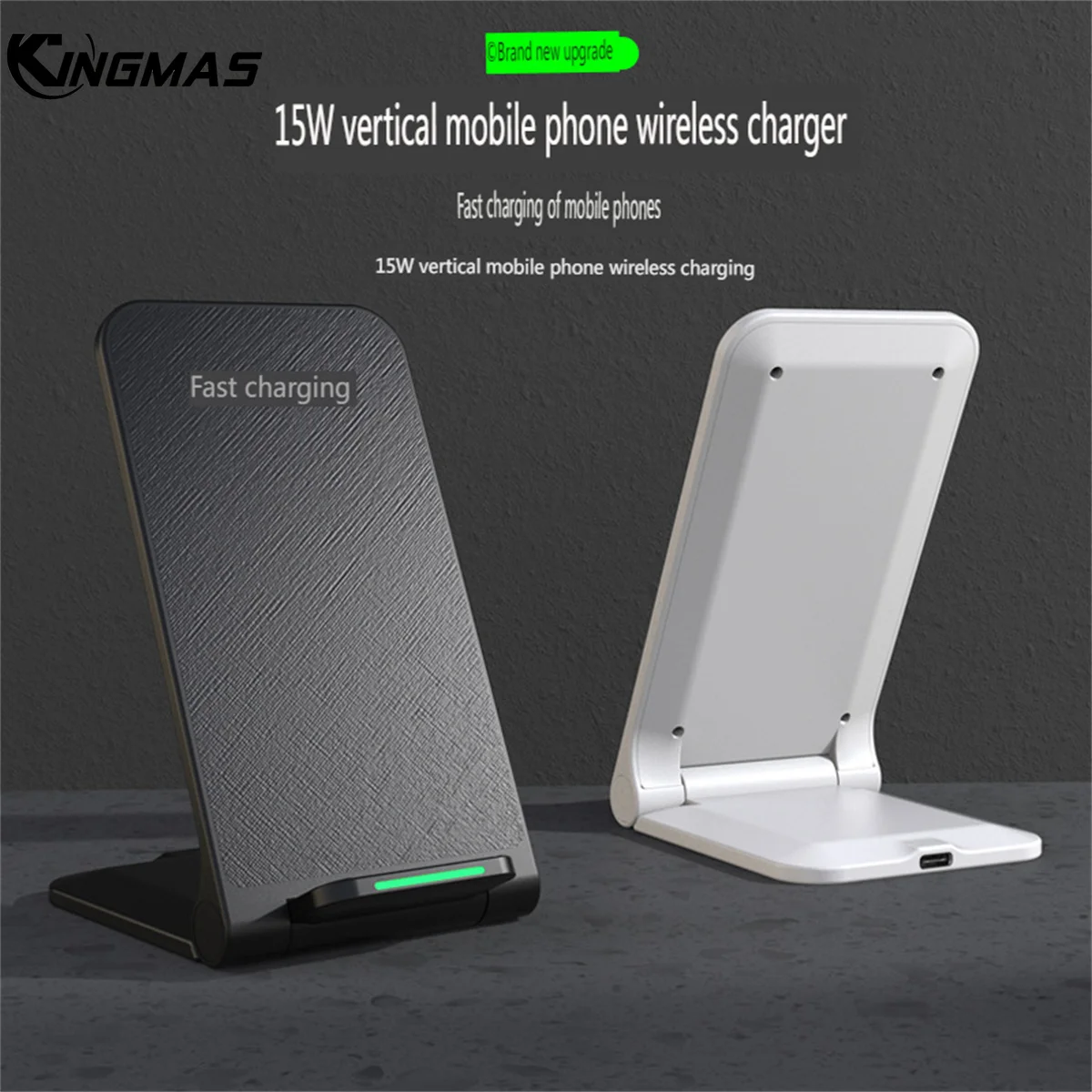 

KINGMAS Foldable vertical desktop Qi Wireless Charger Stand Fast Charging Dock Station Phone Holder For iPhone Samsung Xiaomi