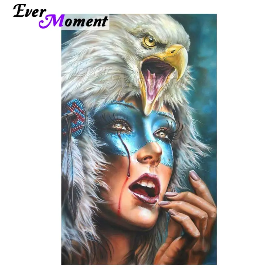 Ever Moment Diamond Painting Cross Stitch Art Mononoke Blood Weeping Girl Eagle Horror Gothic Paint Diamond Mosaic Craft ASF1027