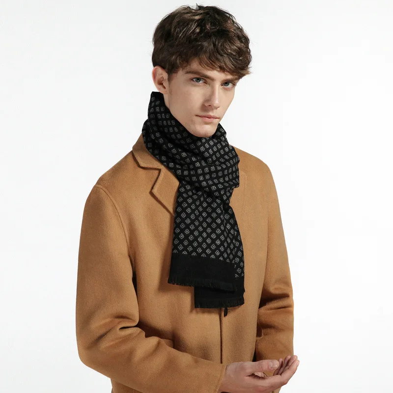 

2023 Luxury Plaid Men Scarf Autumn Winter Men's Cashmere Scarves Warm Neckerchief Soft Long Pashmina Shawl Boyfriend Gifts