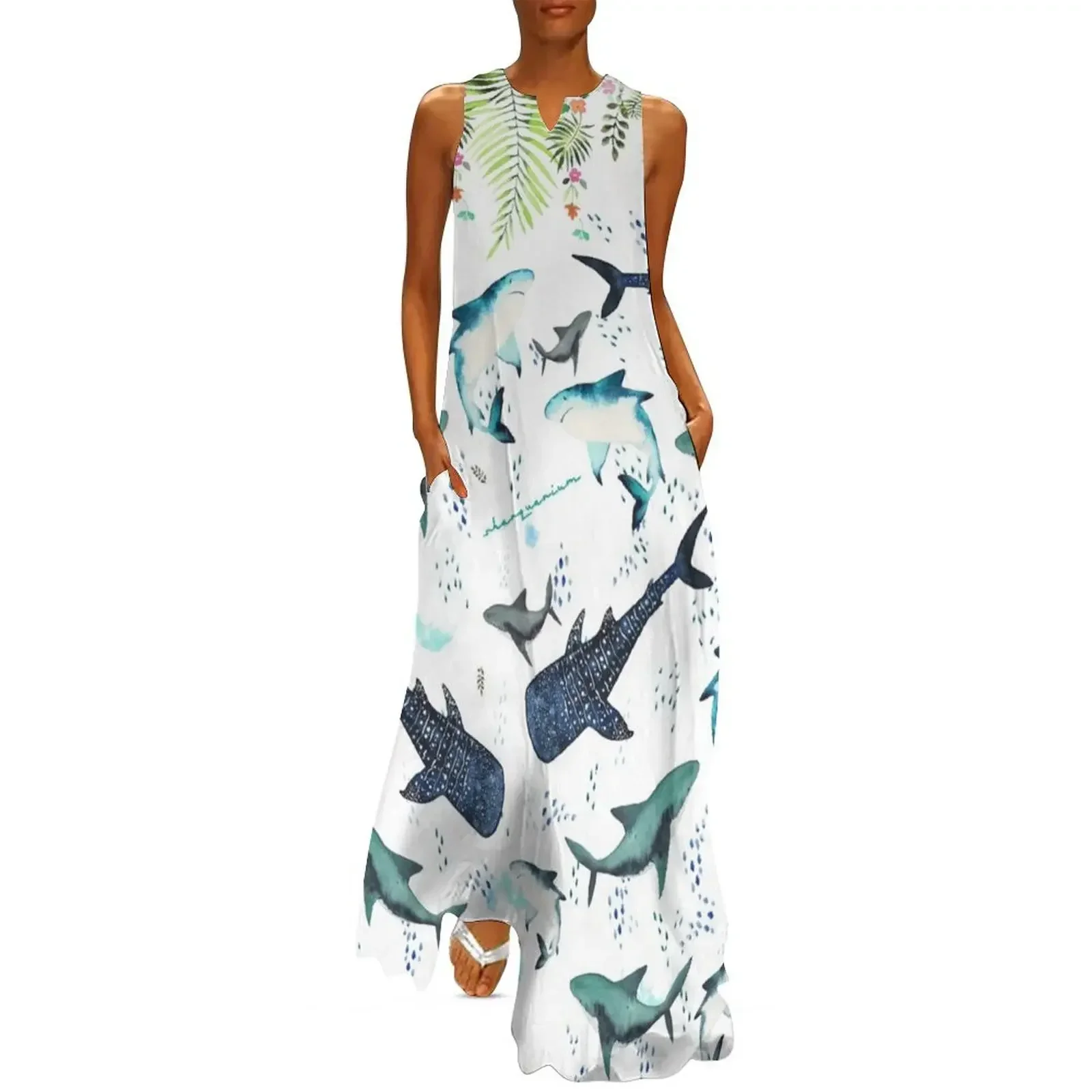 

floral shark pattern Long Dress Elegant gown summer dresses womens 2025 Elegant gowns Dress