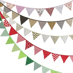 3.2M Vintage Floral Fabric Bunting 12 Pennant Flags Wedding Party Decor Banner Home Baby Shower Carnival Garland